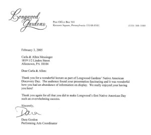 Longwood Gardens letter