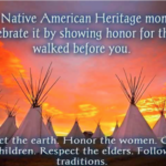 Native American Heritage Month, tipis at sunset.