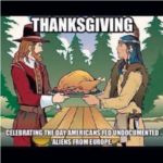 A Thanksgiving meme about Pilgrims and Natives.