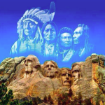 Native American chiefs above Mount Rushmore.