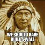 A Native American man with a caption.