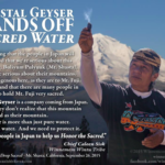 Indigenous man holding sacred water by Mt. Shasta.