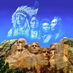 Native American chiefs over Mount Rushmore.